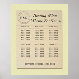Poster de Mesa de Casamento de Biblioteca Amarelo