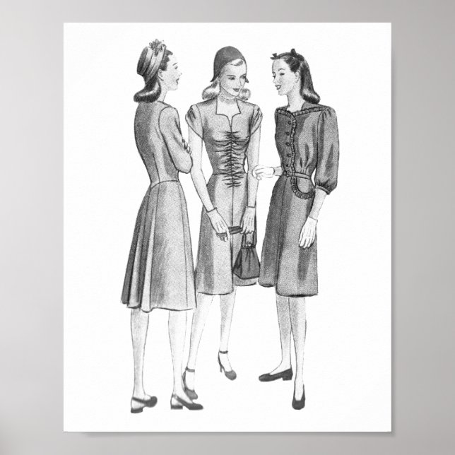 Poster de Moda V2 BW Vintage 1940s (Frente)