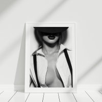 Poster de modelo de moda sexual branca e negra