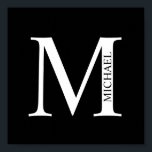 Poster de Monograma e Nome Personalizado<br><div class="desc">O Design de Monograma e Nome Personalizado apresenta um monograma e um nome personalizados no estilo de fonte de serif clássico. Perfeito como decores caseiros, presentes para o lar, presentes de férias para a família, recém-casados e muito mais.</div>