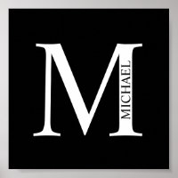 Poster de Monograma e Nome Personalizado