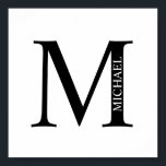 Poster de Monograma e Nome Personalizado<br><div class="desc">O Design de Monograma e Nome Personalizado apresenta um monograma e um nome personalizados no estilo de fonte de serif clássico. Perfeito como decores caseiros, presentes para o lar, presentes de férias para a família, recém-casados e muito mais.</div>