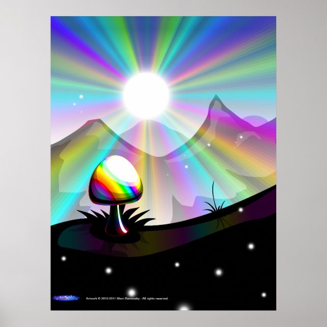 Poster de montanha de Cogumelos (Frente)