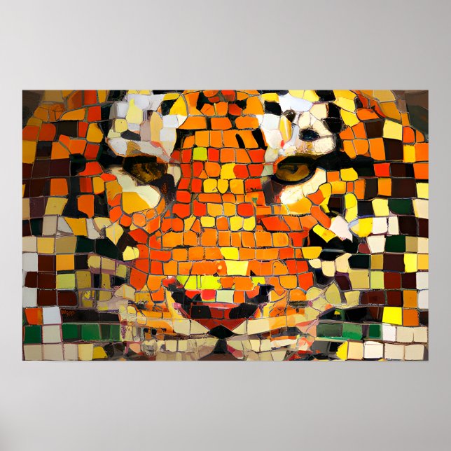 Poster de mosaico simulado Tiger (Frente)
