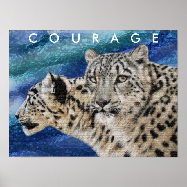 Poster de Motivação dos Leopardos da Neve (Frente)