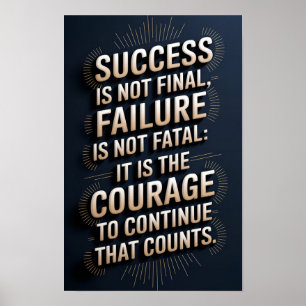 Poster de motivação para o sucesso e a coragem
