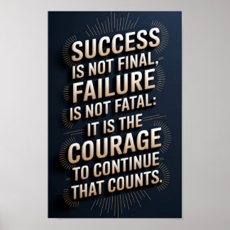 Poster de motivação para o sucesso e a coragem