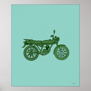 Poster de motocicleta Vintage - Desenho manual