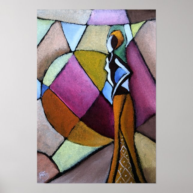 Poster de mulher abstrato africana (Frente)