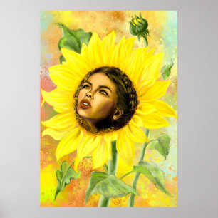 Poster de Mulher Girassol Amarela