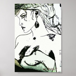 Poster de mulher, perfil lateral