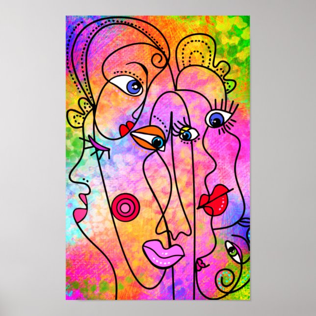 Pôster de Mulheres Abstratas Cubismo Estilo Pintur (Frente)