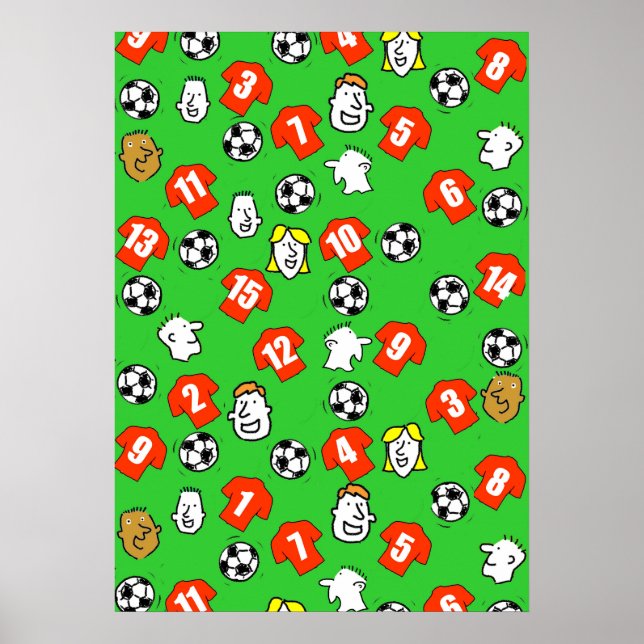 Poster de Muro de Futebol Design com Camisas Verme (Frente)