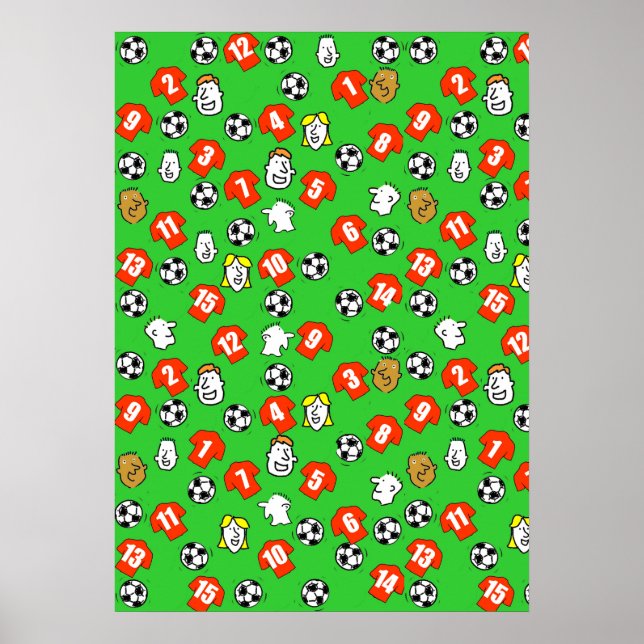 Poster de Muro de Futebol Design com Camisas Verme (Frente)