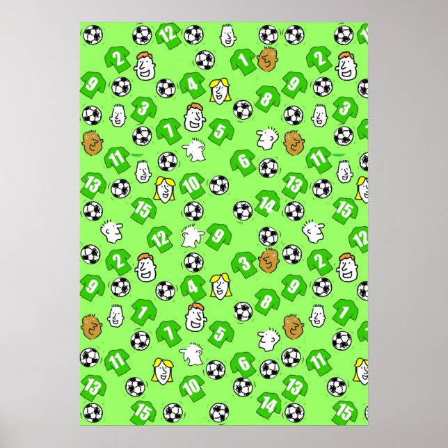 Poster de Muro Design de Futebol com Camisas Verde (Frente)