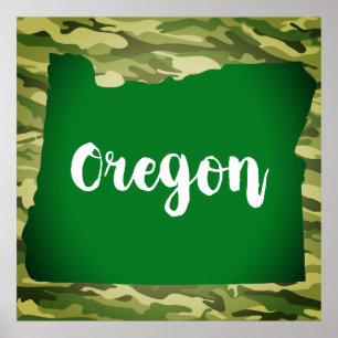 Poster de Muro Silhouette Camo, Estado do Oregon