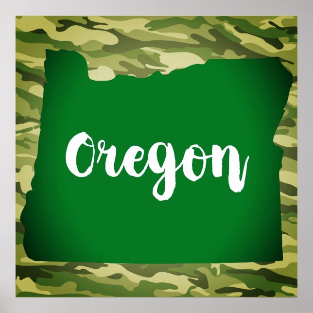 Poster de Muro Silhouette Camo, Estado do Oregon (Frente)