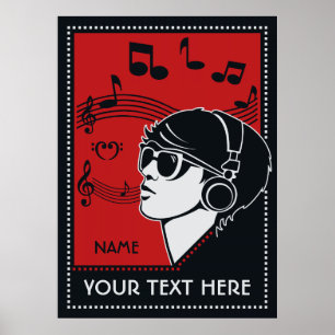 Poster de Música Deco de Texto Personalizado