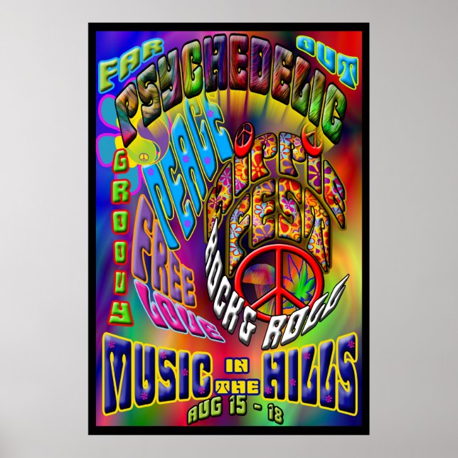 Poster de Música Hippiefest Psychedelic (Frente)