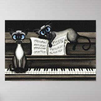 Poster de Música Piano de Gatos Siameses