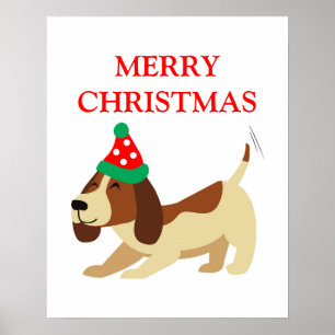 Poster de Natal, Cachorro Cachorro Poster, Festivo
