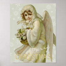Poster de Natal CC0620 - Anjo de inverno Vintage