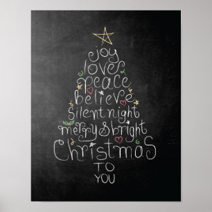Poster de Natal Chalkboard Amar Joy Paz Acredite