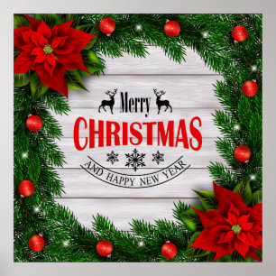 poster de Natal com galhos e decoração