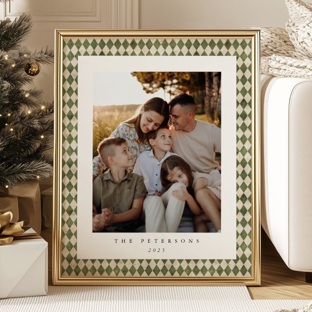 Poster de Natal da Família Personalizada da Xadrez (Criador carregado)