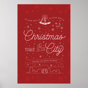 Poster de Natal da Silver Bells 24x36 / Vermelho