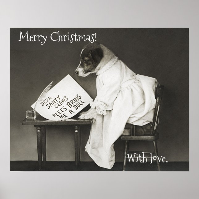 Poster de Natal de Cachorro Cachorro Personalizado (Frente)