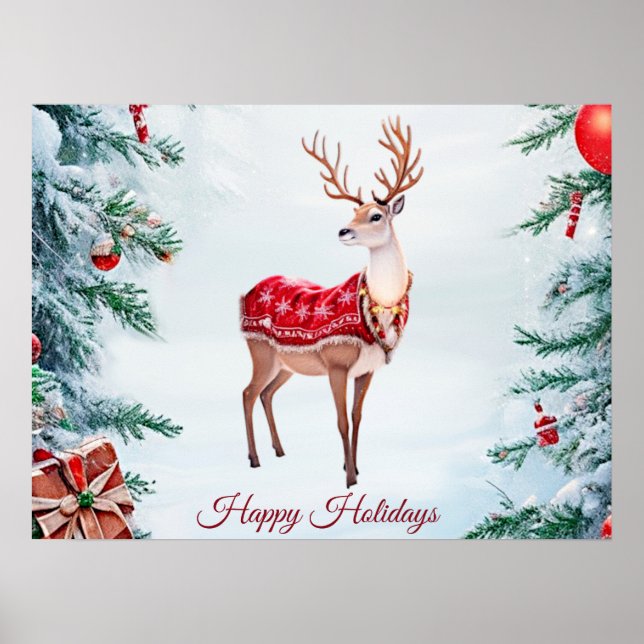 Poster de Natal de Reindeer (Frente)