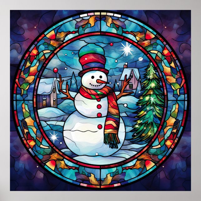 Poster de Natal de Vidro Mantido (Frente)