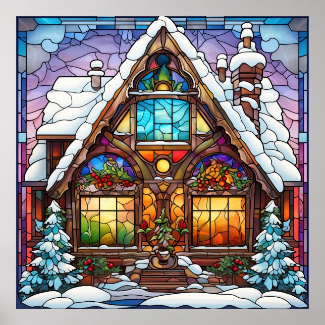 Poster de Natal de Vidro Mantido (Frente)
