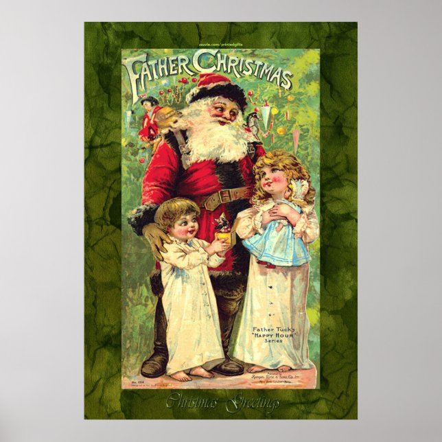 Poster de Natal do Pai Vintage Tuck's Santa Claus (Frente)