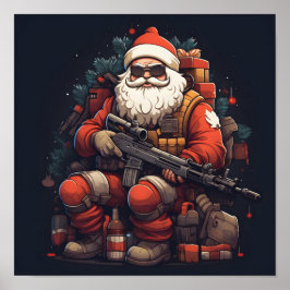 Poster de Natal do Papai Noel tático