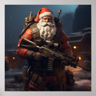 Poster de Natal do Papai Noel tático