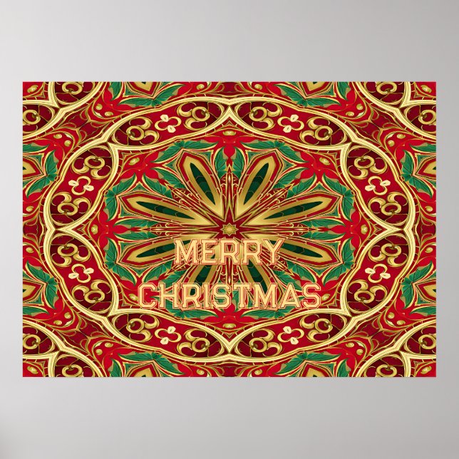 Poster de Natal Dourado Vermelho (Frente)
