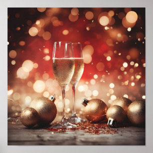 Poster de Natal festivo do champanhe