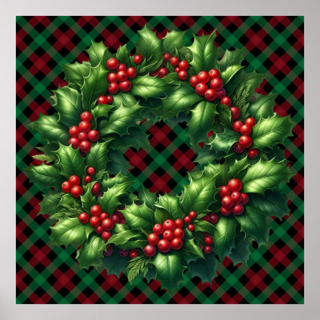 Poster de Natal Holly Wreath (Frente)