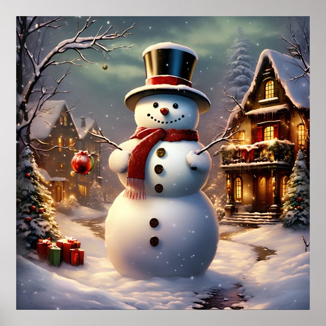 Poster de Natal Snowman (Frente)