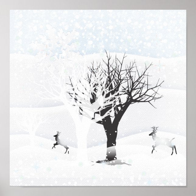 Poster de Natal Snowy Fairy Tale. Floresta de Fant (Frente)