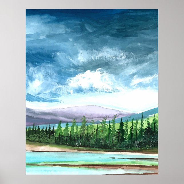 Poster de Natureza de Aquarela (Frente)