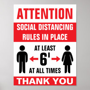 Poster de negócios de regra de afastamento social