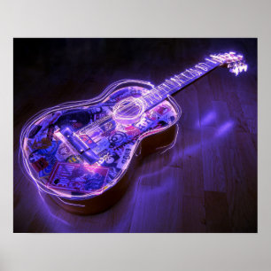 Poster de néon da guitarra