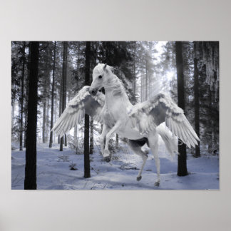 Poster de Neve da Floresta de Cavalo Voador Pegasu
