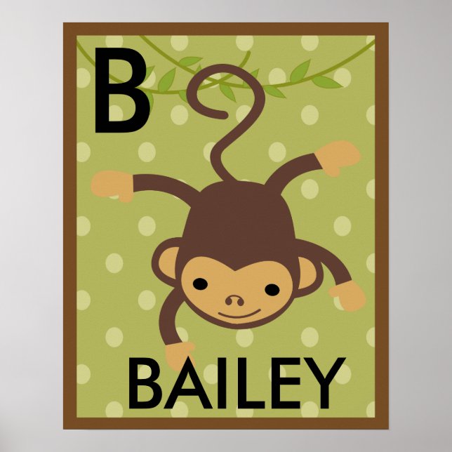 Poster de Nome de Arte do Macaco Selvagem Personal (Frente)