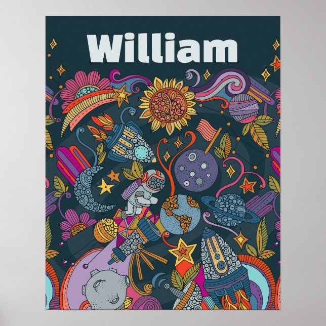 Poster de Nome de Espaço Personalizado para Crianç (Frente)