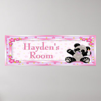Poster de Nome de Sala Personalizável Panda Bebê R