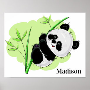 Poster de nome personalizado de Panda Fofo